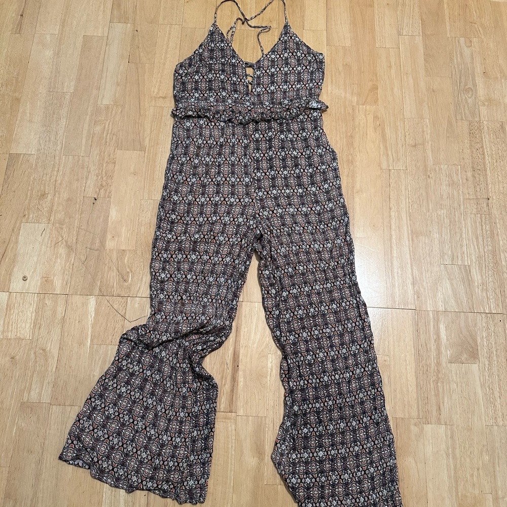 Women's Black Patterned Jumpsuit
